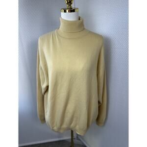 Forte Cashmere Butter Yellow Cashmere Long Sleeve Turtleneck Sweater Size XL
